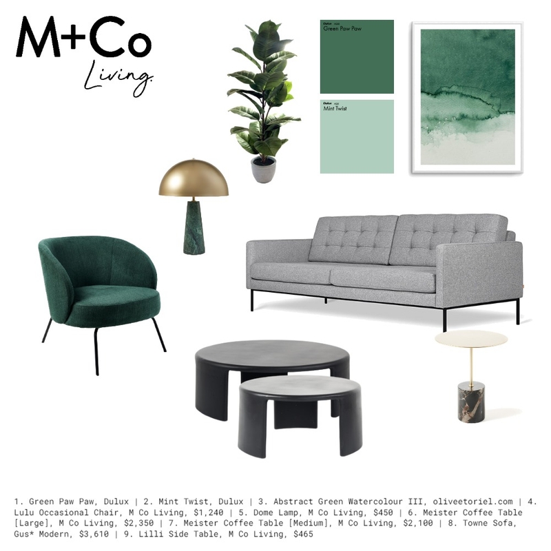 A Green Retreat Mood Board by M+Co Living on Style Sourcebook