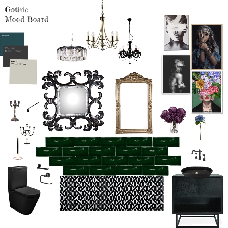 Gothic Powderoom Mood Board by Kasa on Style Sourcebook