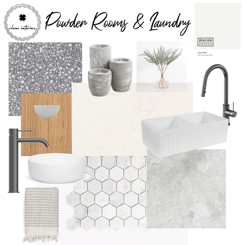 Brougham Powder Room & Laundry Mood Board by CloverInteriors on Style Sourcebook