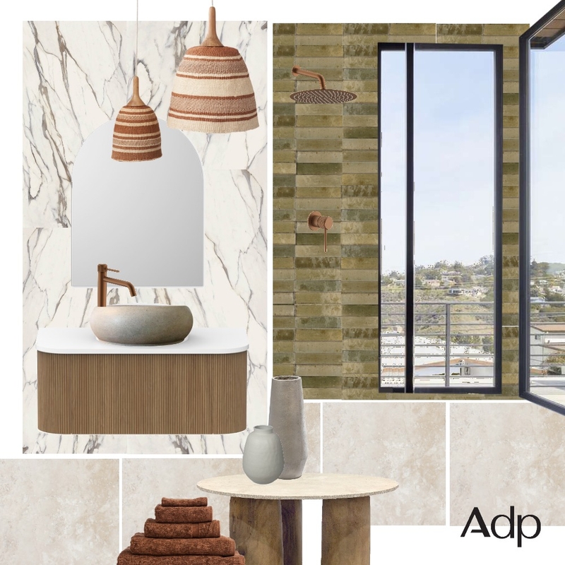 Terracotta Ensuite | Waverley in Prime Oak & Copper Soul Groove Mood Board by ADP on Style Sourcebook