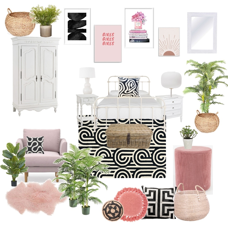 Pink and black bedroom Mood Board by RachelLH on Style Sourcebook