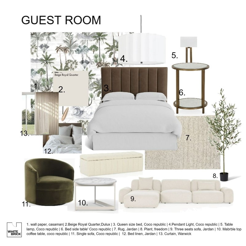 Guest room FF&E BOARD Mood Board by Shuiying on Style Sourcebook