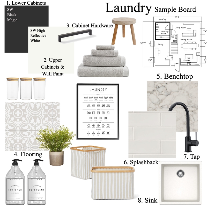 Laundry Sample Board Mood Board by grollsydney on Style Sourcebook