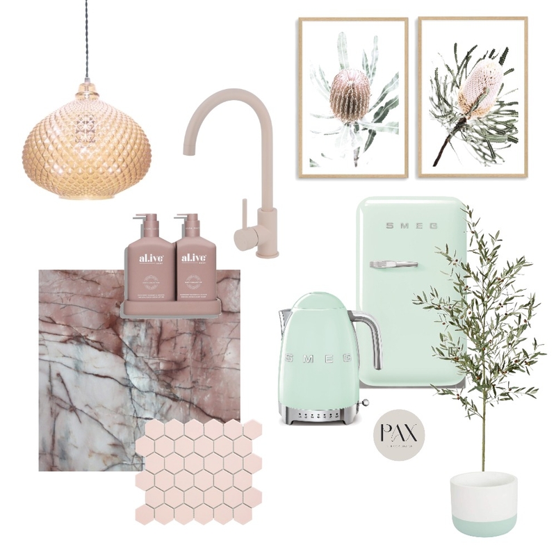 Pastel Green & Blush Kitchen Mood Board by PAX Interior Design on Style Sourcebook