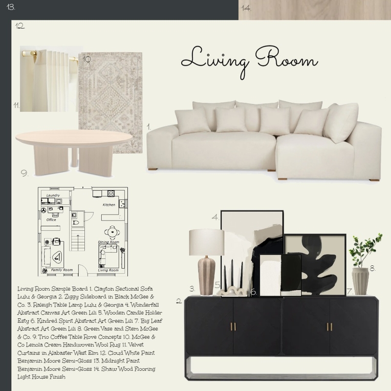 Living Room Sample Board Mood Board by chercassady on Style Sourcebook