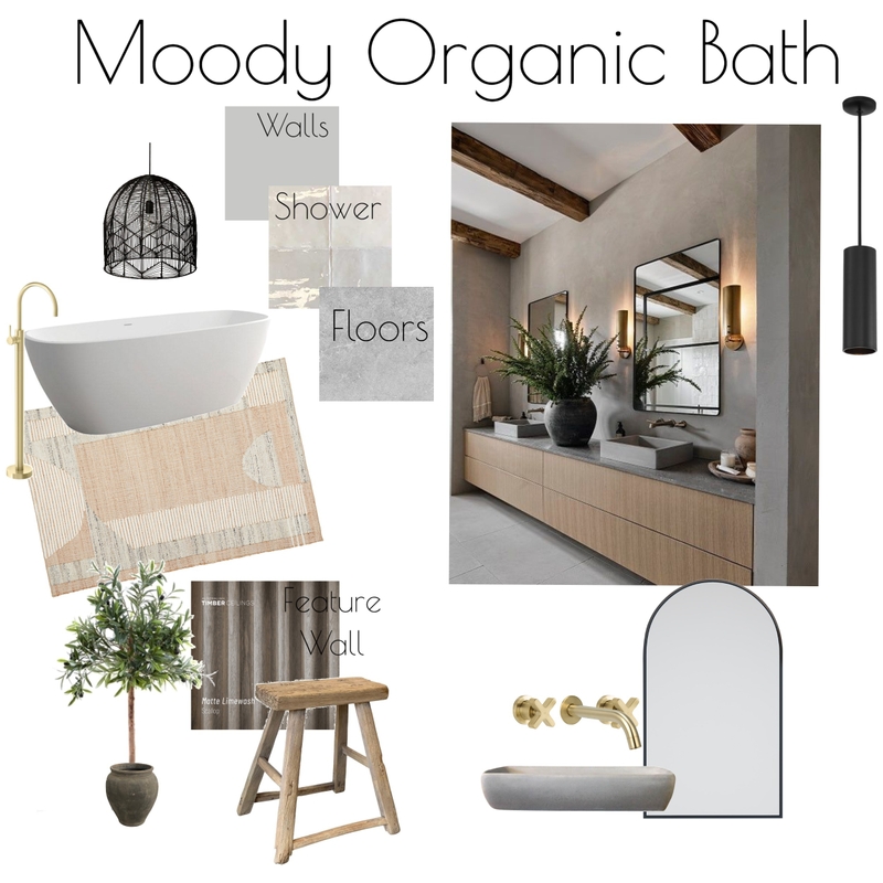 Moody Organic Primary Bath Mood Board by HannahC on Style Sourcebook