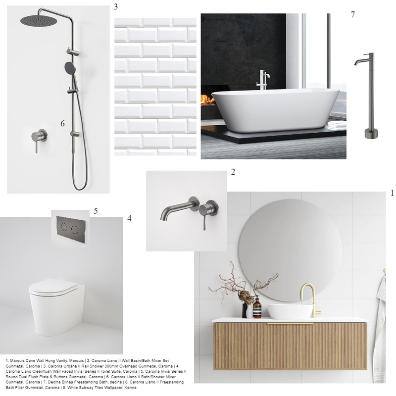 Caroma Gunmetal Liano, Marquis Cove and Decina Elinea Bath Mood Board by LaraDelaney on Style Sourcebook