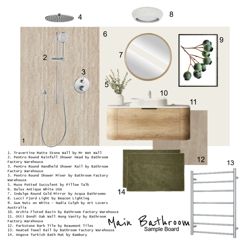 Natural Main Bathroom Mood Board by Greenterior Design on Style Sourcebook