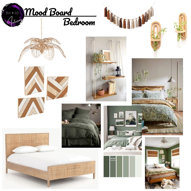 Boho Green Bedroom mood board Mood Board by bai12345 on Style Sourcebook