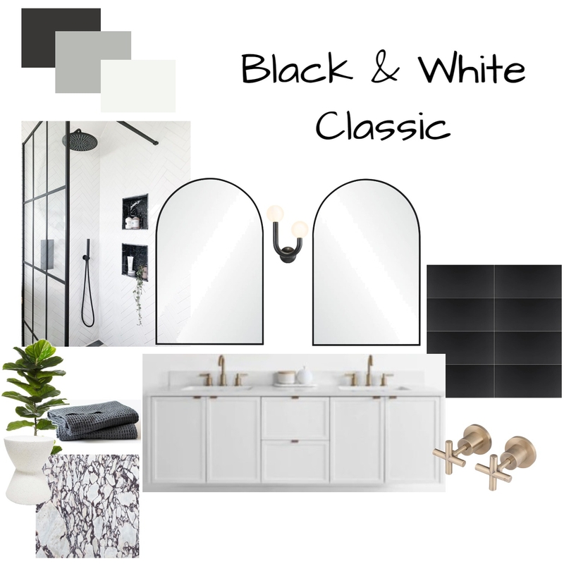 Tara Master Bath Black & White Classic Mood Board by alexnihmey on Style Sourcebook