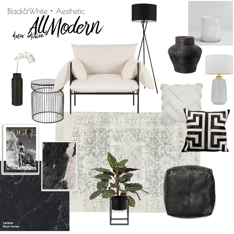 Black and white decor Mood Board by Millisrmvsk on Style Sourcebook