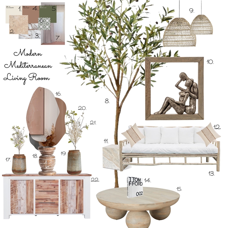 Modern Mediterranean Living Room Mood Board by Gwendromgool on Style Sourcebook