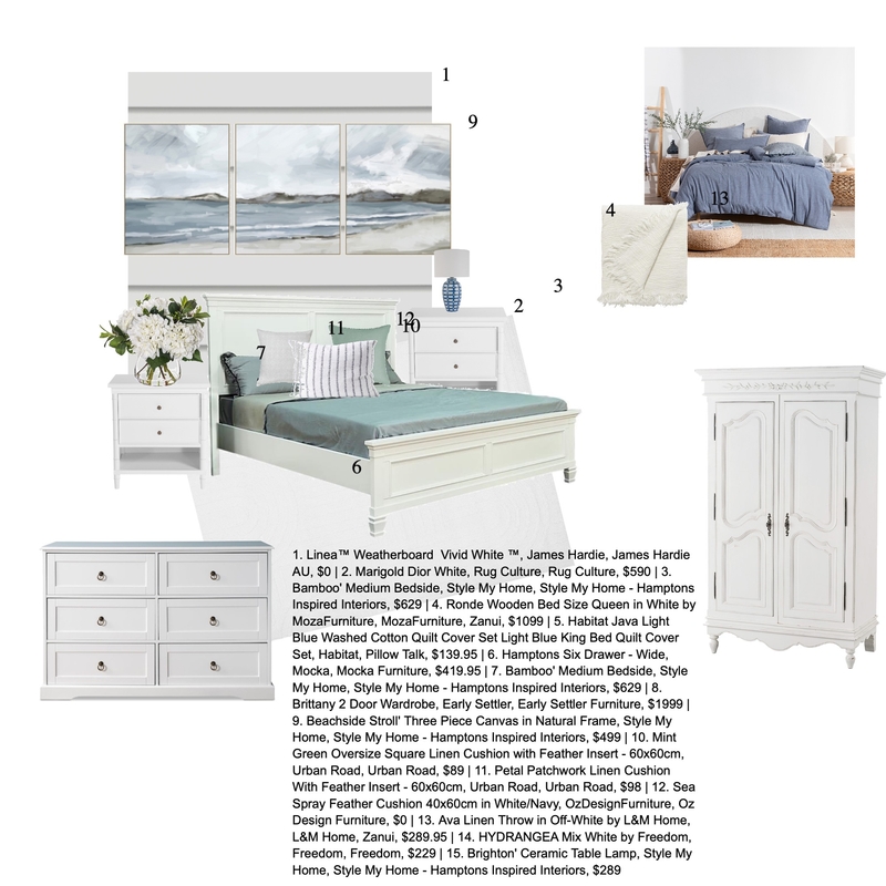 Hamptons bedroom Mood Board by anths18 on Style Sourcebook