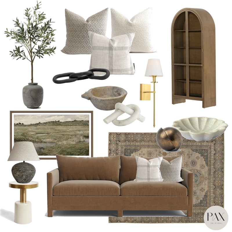 Transitional Warm Vintage Living Mood Board by PAX Interior Design on Style Sourcebook