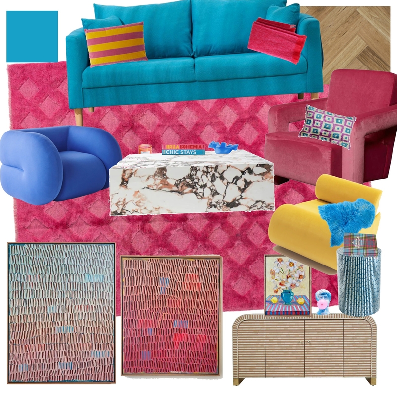 Living - Azure, Raspberry, Butter Mood Board by dl2407 on Style Sourcebook