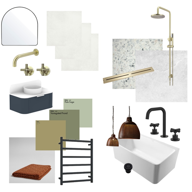 Bathroom navy vanity with green tones Mood Board by AT46 on Style Sourcebook