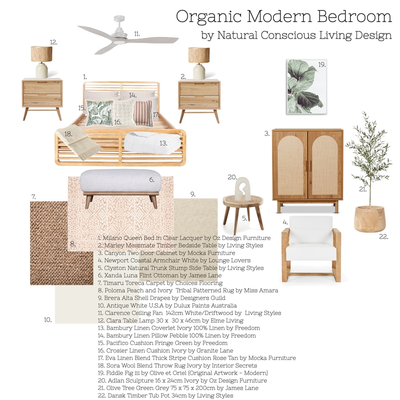 Organic Modern Bedroom Mood Board by Natural Conscious Living Design on Style Sourcebook