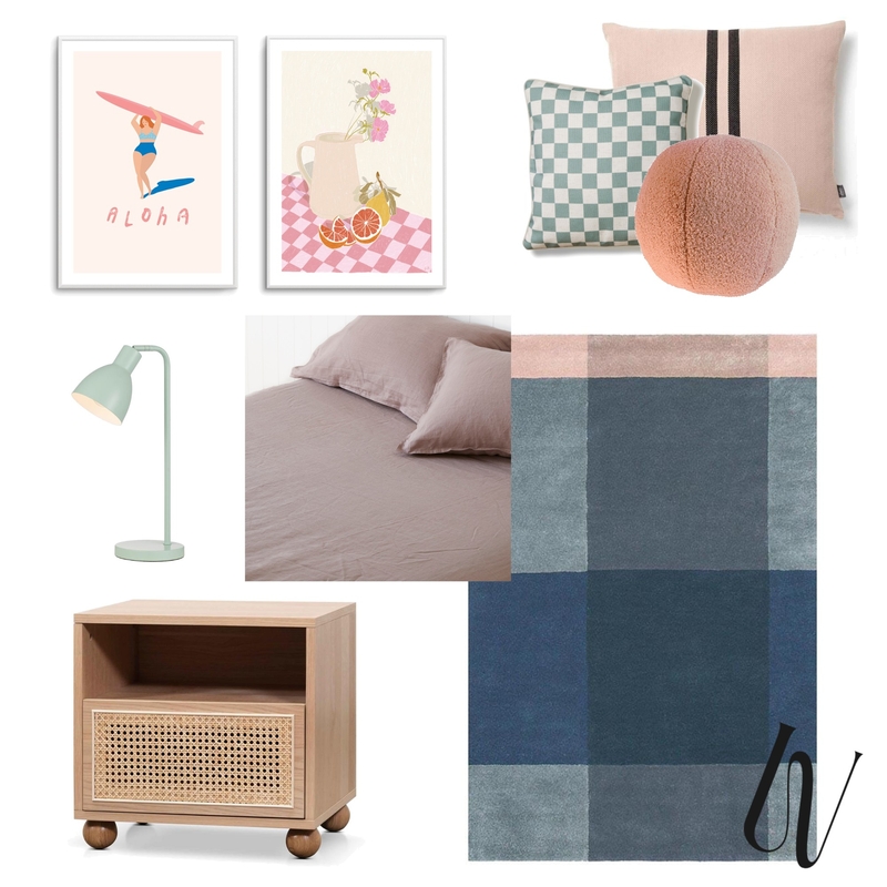 Girl's Bedroom Concept - Pink Blue | July 2023 Mood Board by Wholesome by Design on Style Sourcebook