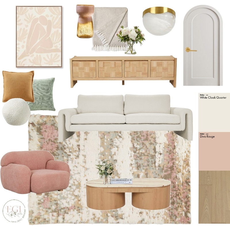 Curvy Living Room Mood Board by Eliza Grace Interiors on Style Sourcebook