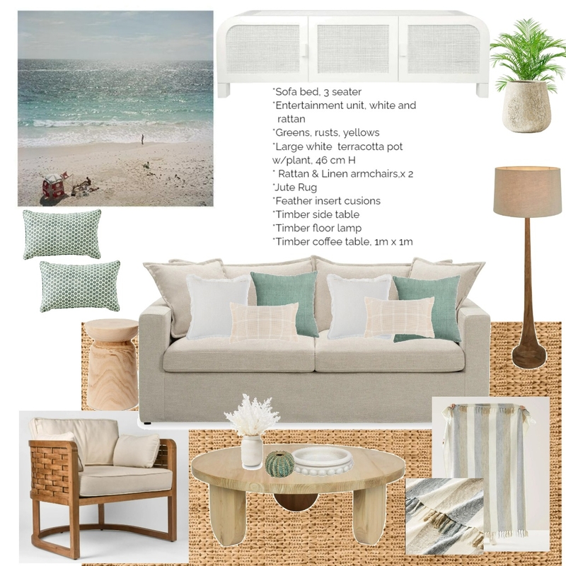 Sand Beige 3 seat Sofa Bed - Andros Island print Mood Board by LaraMcc on Style Sourcebook