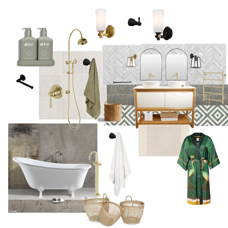 Sage bathroom brush gold Mood Board by Shaebell on Style Sourcebook