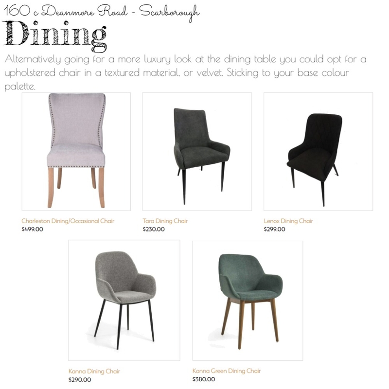 Scarborough Dining Chairs 2 Mood Board by Colette on Style Sourcebook