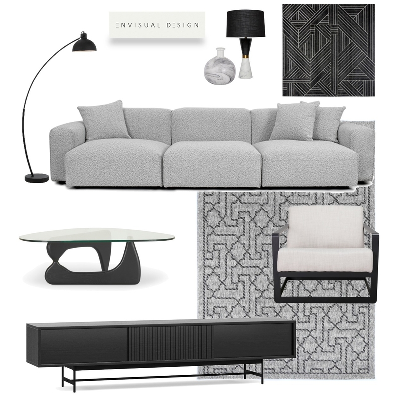 Black and Grey Living room Mood Board by envisual design on Style Sourcebook