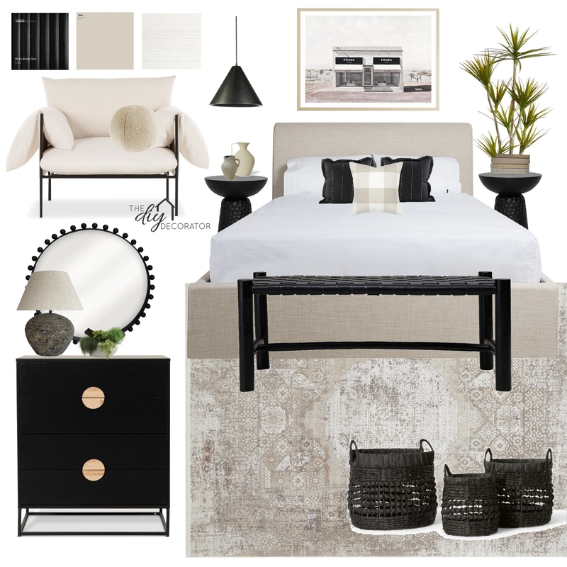 Monochrome bedroom Mood Board by Thediydecorator on Style Sourcebook