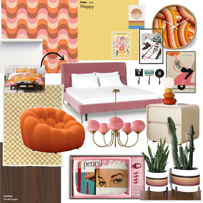 retro mood board Mood Board by spacestyling on Style Sourcebook