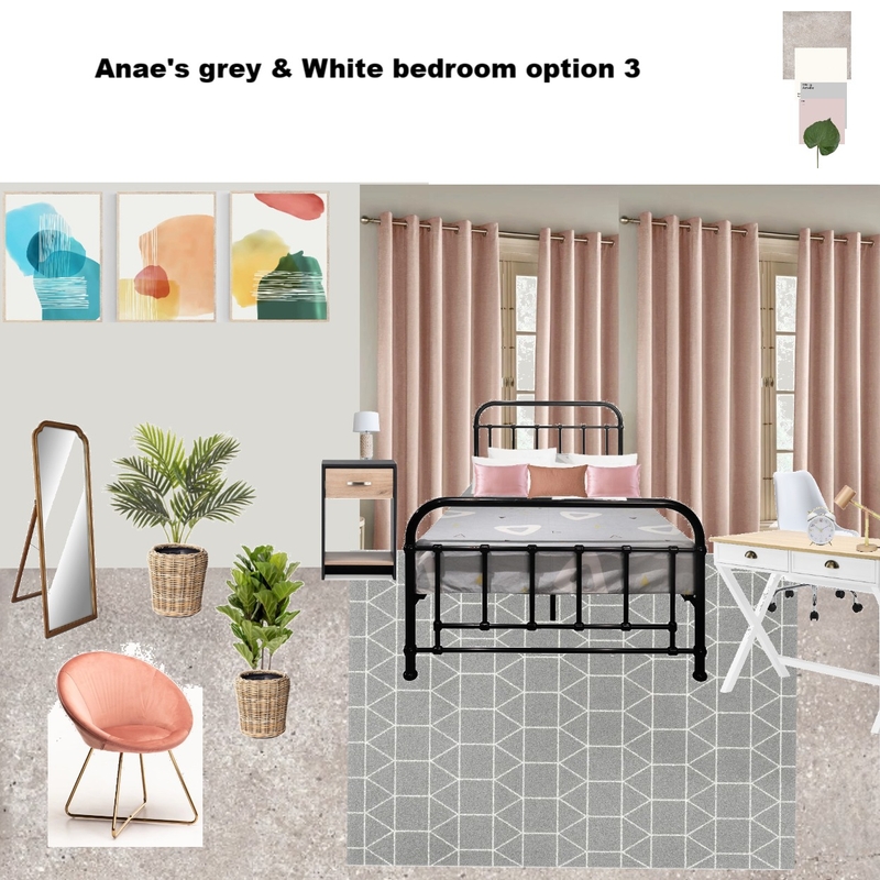 Anae's White, Grey and Pink Themed Bedroom Preferred Option 3 Mood Board by Asma Murekatete on Style Sourcebook