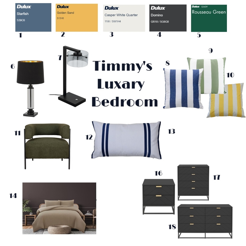 Timmy's Luxury bedroom 4 Mood Board by bakermichelle765@yahoo.com on Style Sourcebook