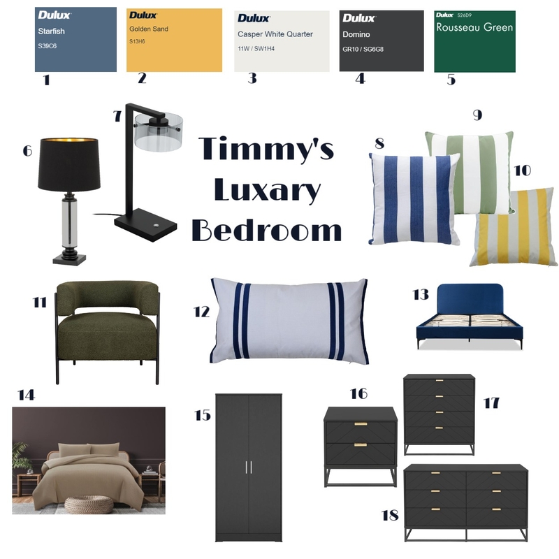 Timmy's Luxury bedroom Mood Board by bakermichelle765@yahoo.com on Style Sourcebook