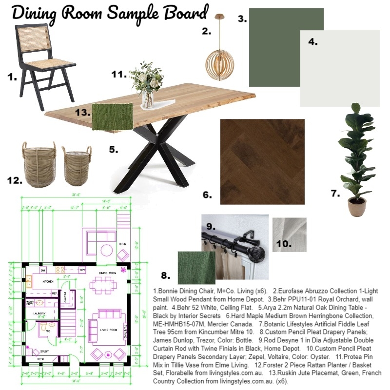 Dining Room Sample Board Mood Board by APeevers on Style Sourcebook