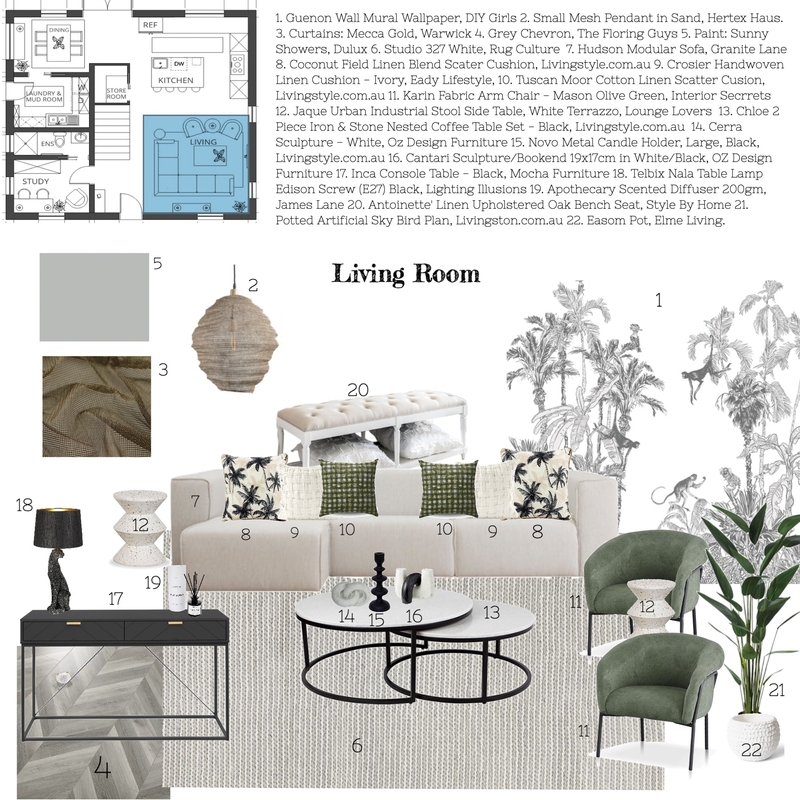 IDI Module 9 - Living Room Mood Board by Candice Vorster on Style Sourcebook