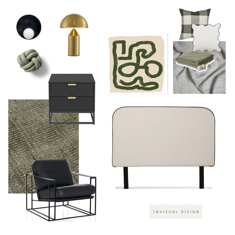 Contemporary green and black bedroom Mood Board by envisual design on Style Sourcebook