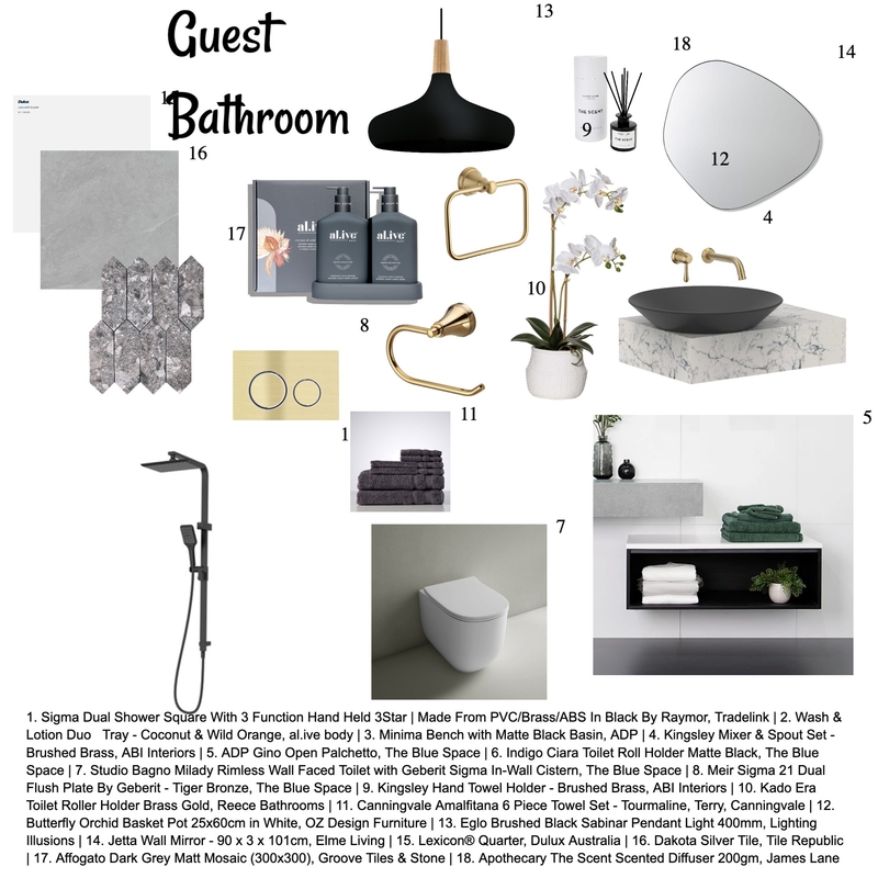 Guest Bathroom Mood Board by Hundz_interiors on Style Sourcebook