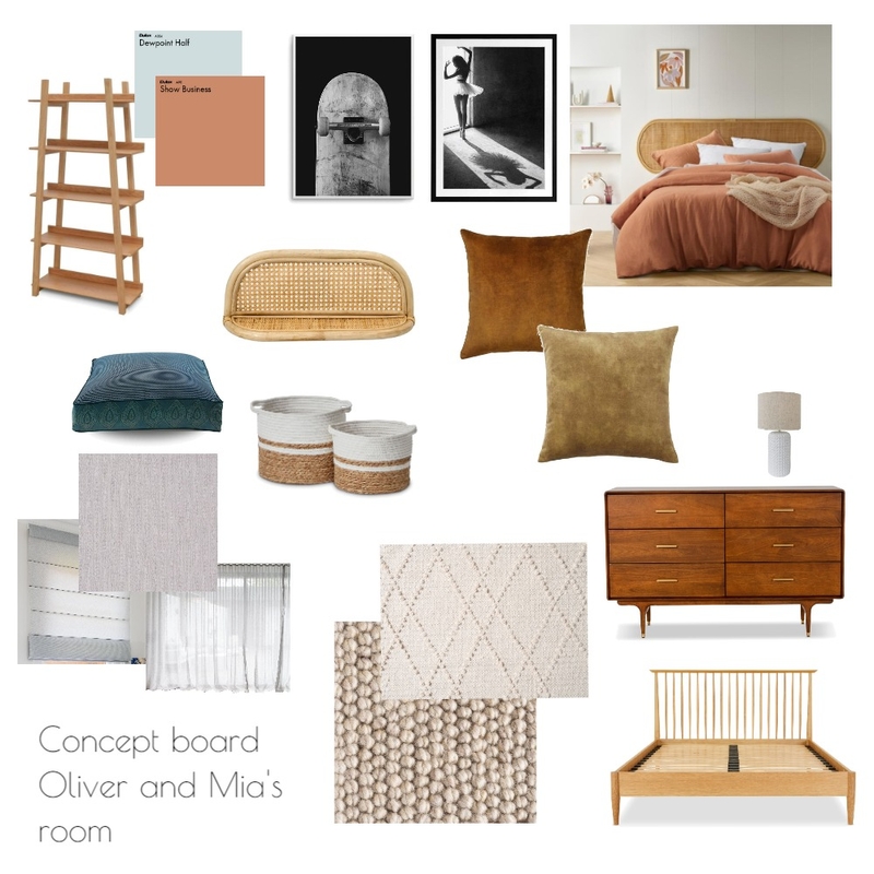 Concept Board Oliver and Mia's room Mood Board by megmastaglia on Style Sourcebook