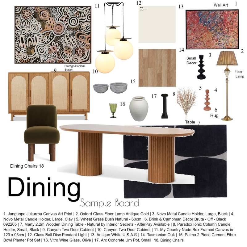 Dining Room Sample Board IDI Mood Board by elizabethrhsteel on Style Sourcebook