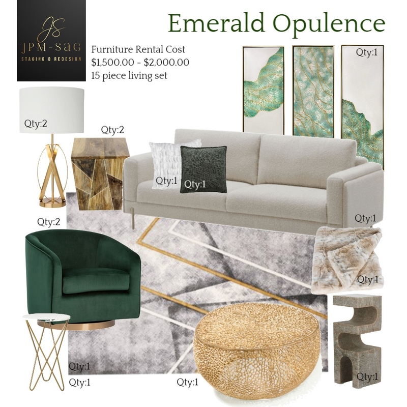 Emerald Opulence Mood Board by JPM+SAG Staging and Redesign on Style Sourcebook