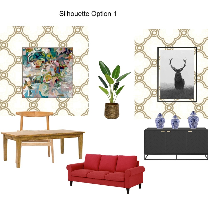 Wallpapered Dining wall Silhouette Option 1- Edith Mood Board by Asma Murekatete on Style Sourcebook