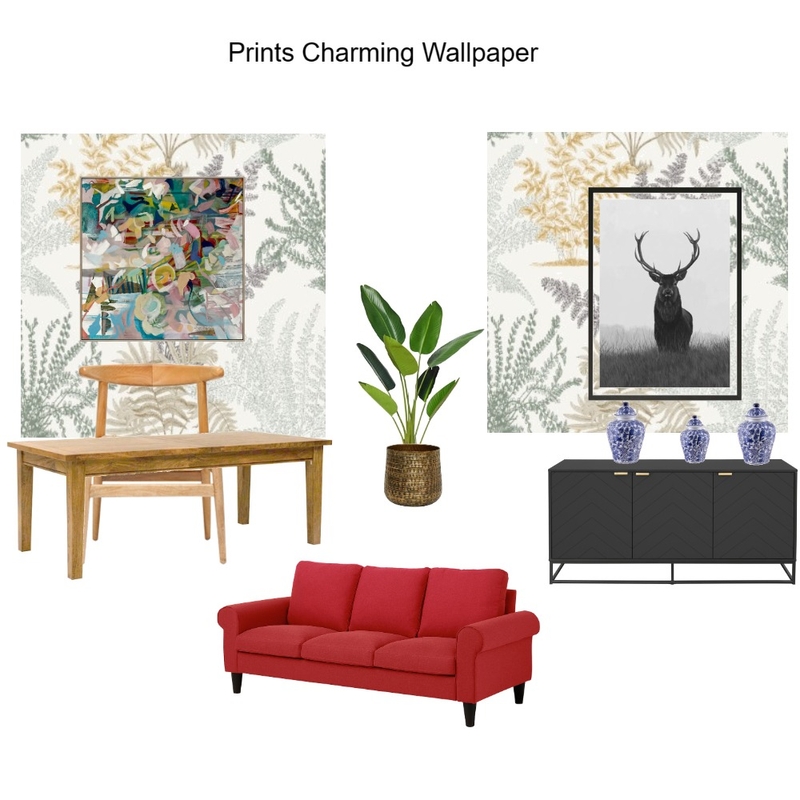 Wallpapered Dining wall Prints Charming Wallpaper- Edith Mood Board by Asma Murekatete on Style Sourcebook