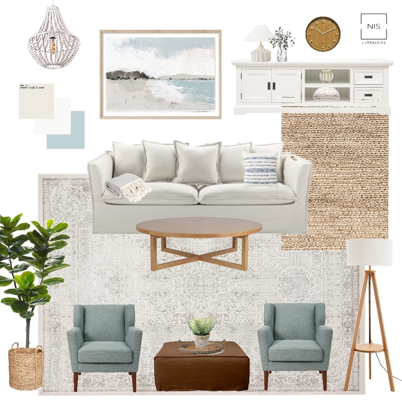 Beach-inspired living room Mood Board by Nis Interiors on Style Sourcebook