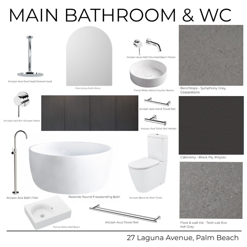 27 Laguna Avenue - Main Bathroom & WC (Dark) Mood Board by Kathle         Study     en Holland on Style Sourcebook
