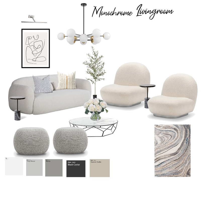 monochrome living room Mood Board by arouri on Style Sourcebook