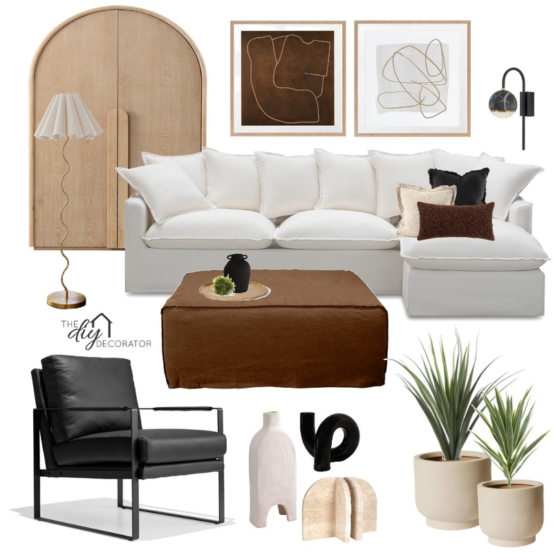 Black brown white living Mood Board by Thediydecorator on Style Sourcebook