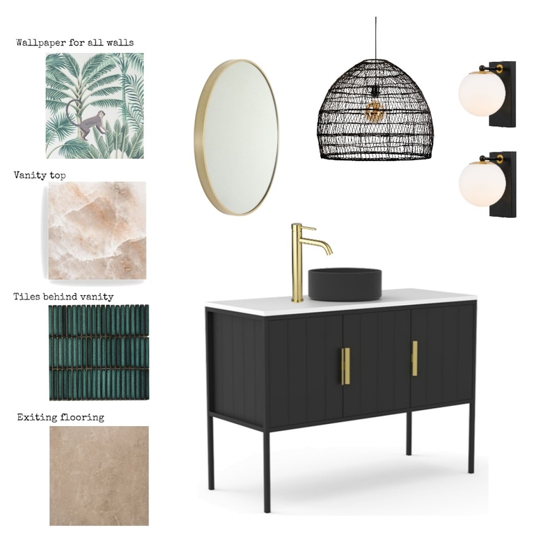 Powder room with terazzo tiles and black accents Mood Board by martina.interior.designer on Style Sourcebook