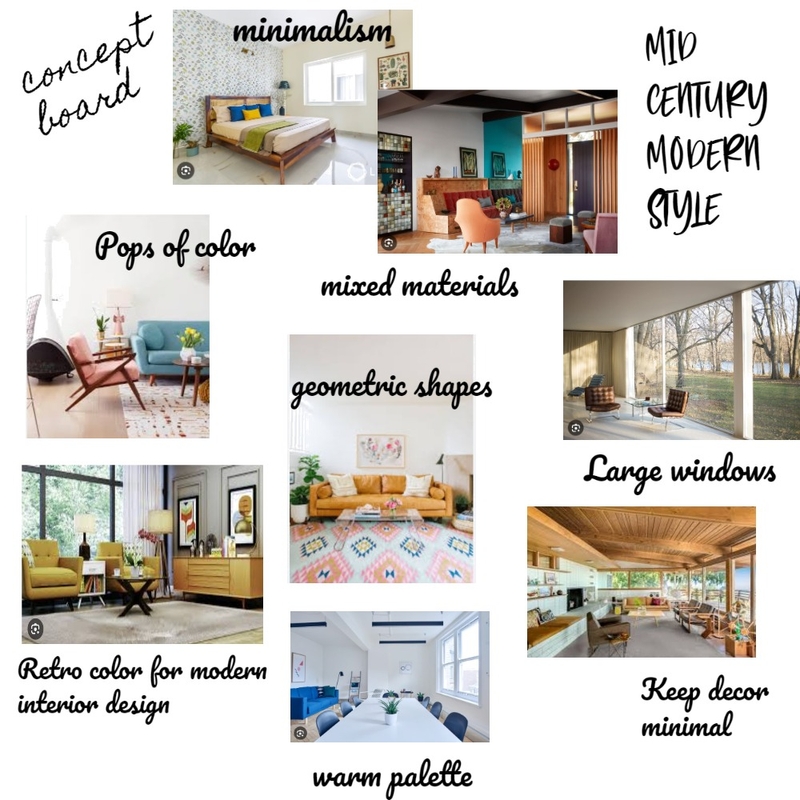 MID CENTURY  MODERN STYLE CONCEPT BOARD Mood Board by dhawan.shweta2413@gmail.com on Style Sourcebook