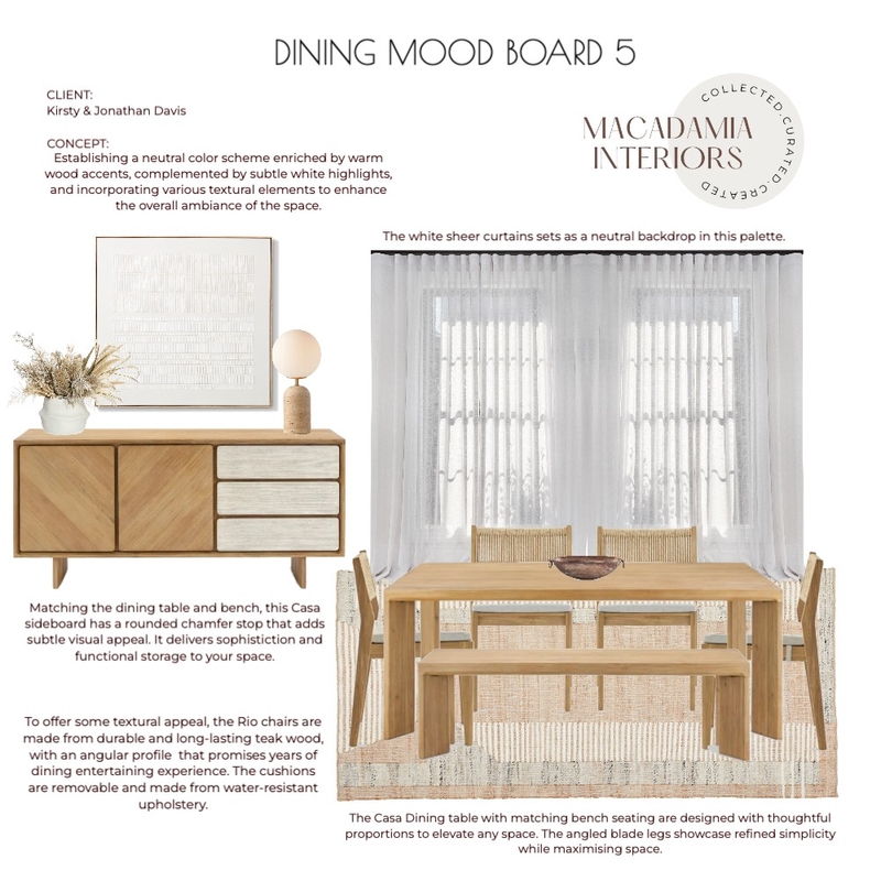 Casa Davis Dining Concept 5 Mood Board by Casa Macadamia on Style Sourcebook