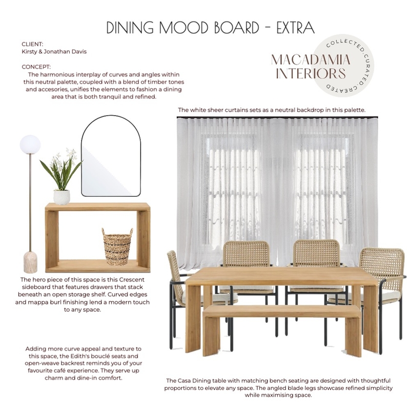 Casa Davis Dining Concept EXTRA Mood Board by Casa Macadamia on Style Sourcebook