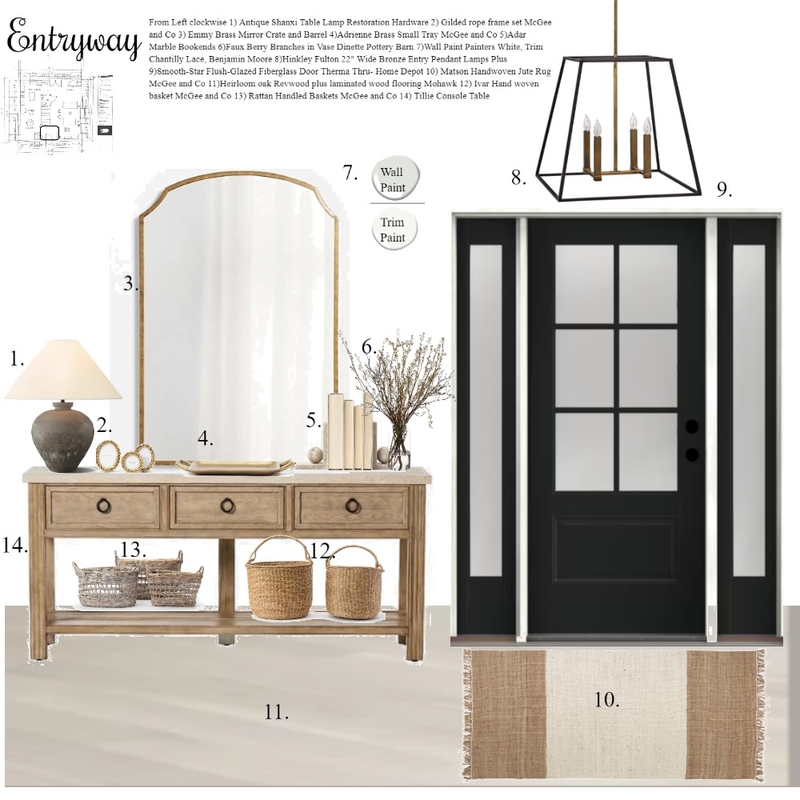 Entryway Sample Board Mood Board by Allison Kayes Designs on Style Sourcebook